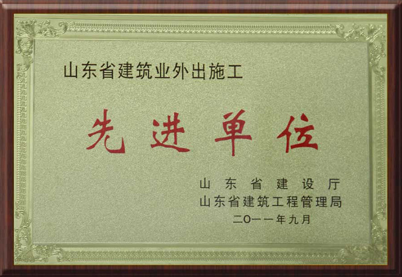 Shandong Advanced Unit for Outgoing Construction in the Construction Industry